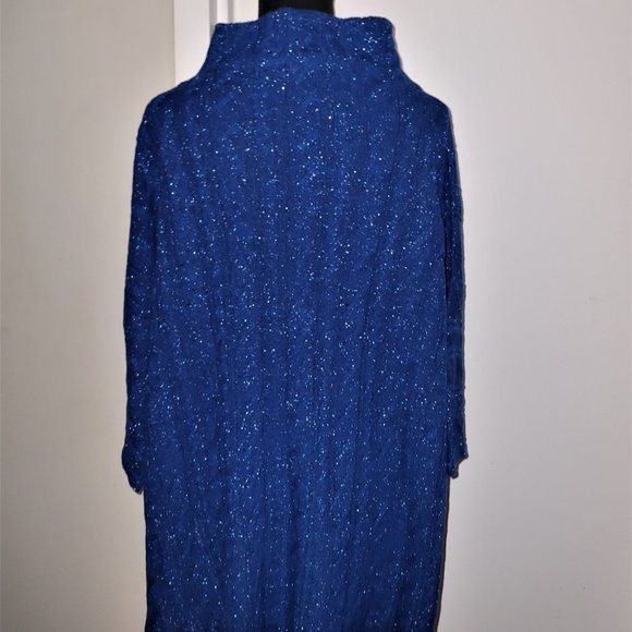 NWOT! ETRO Blue/Metallic Cable Oversized Mock Neck Sweater - EU 40/US S - Picture 4 of 5